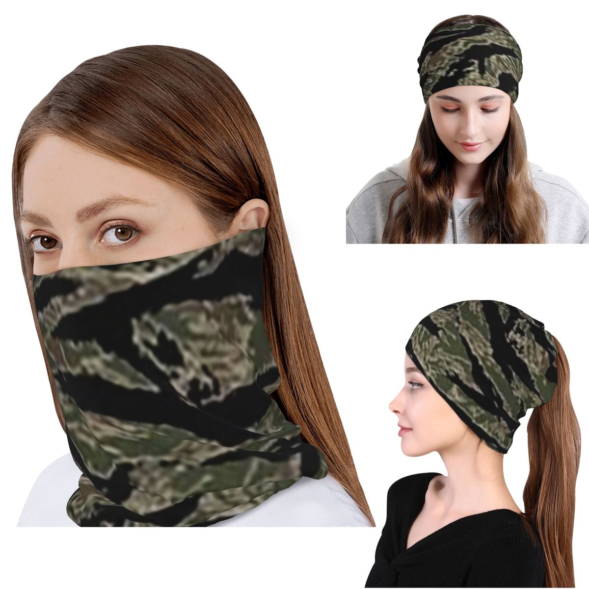 Beanie Winter Hat - Tiger Stripe Kamuflase Militer Camo Bandana