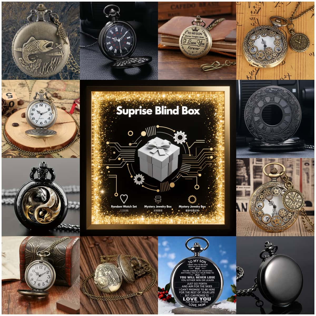 Men Fashion Vintage - 1PC Kotak Misteri Jam Tangan Kejutan