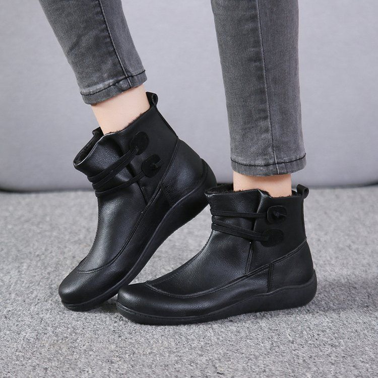Men Fashion Vintage - Sepatu Boots Wanita Vintage Ujung Bulat