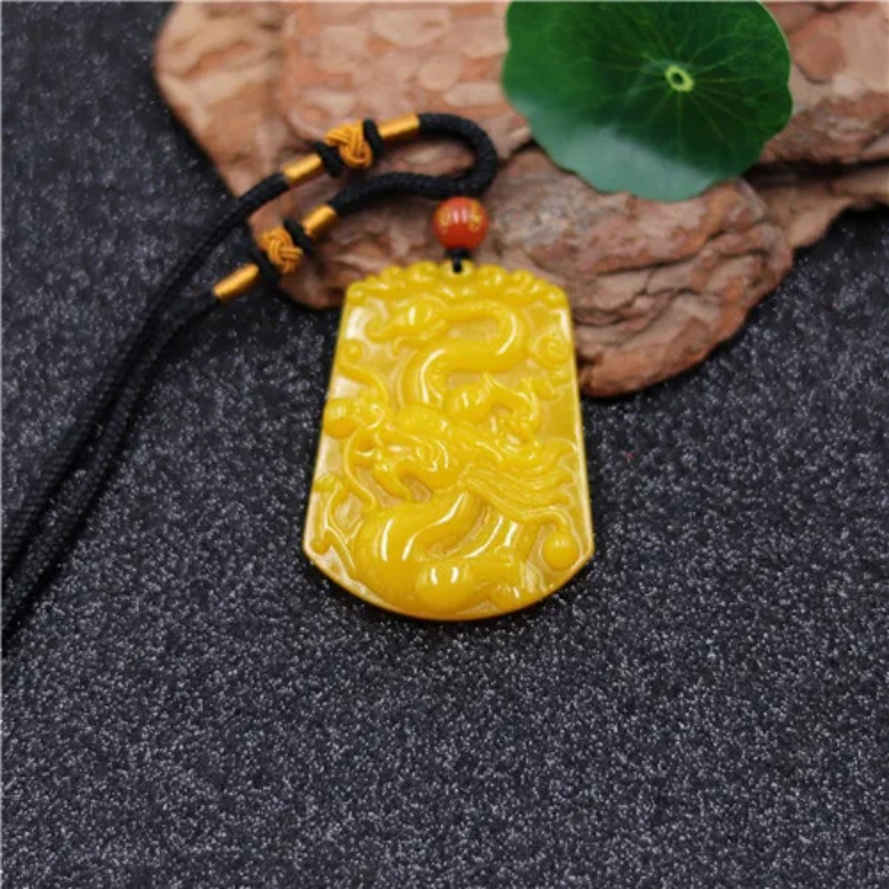 Men'S Fashion Necklaces - Grosir Kuning Giok Naga Giok Liontin