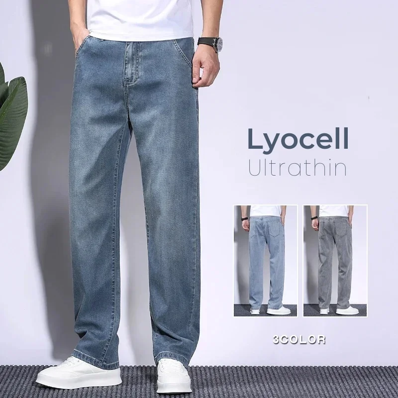 Men'S Fashion With Baggy Jeans - Lyocell celana jins lurus untuk pria,