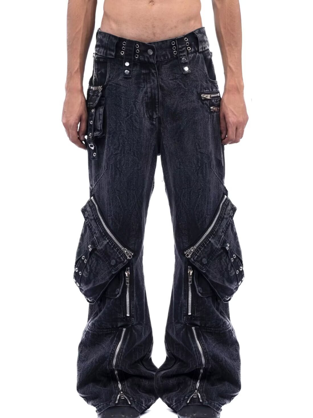 Men'S Fashion With Baggy Jeans - Celana Jeans Hitam Y2K Gothic Punk