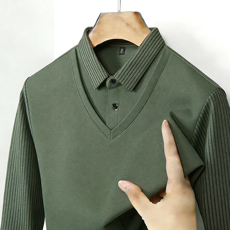 Mens Fashion Wear - Kemeja Pria Dua Potong Palsu Kerah