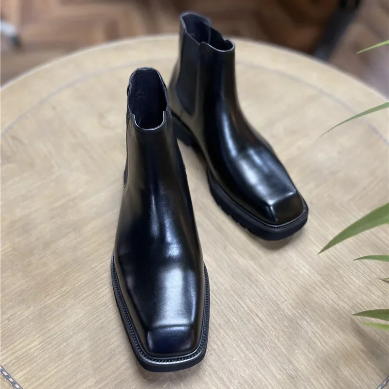 Men Fashion Elegant - Sepatu Boots Kulit Asli Pria Elegan