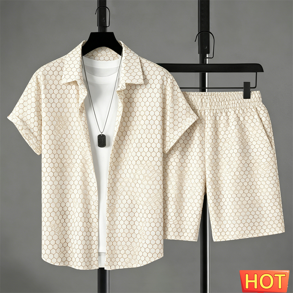 Mens Fashion Wear - Setelan Kemeja Pria Musim Panas Setelan