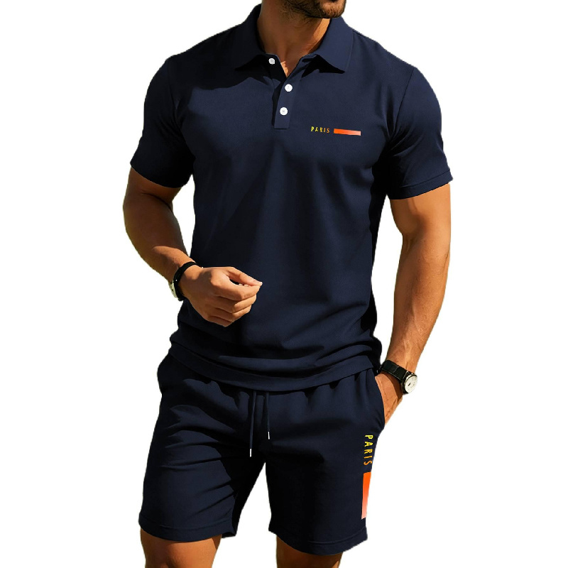Paris Fashion Men - PARIS Print Kemeja polo musim panas