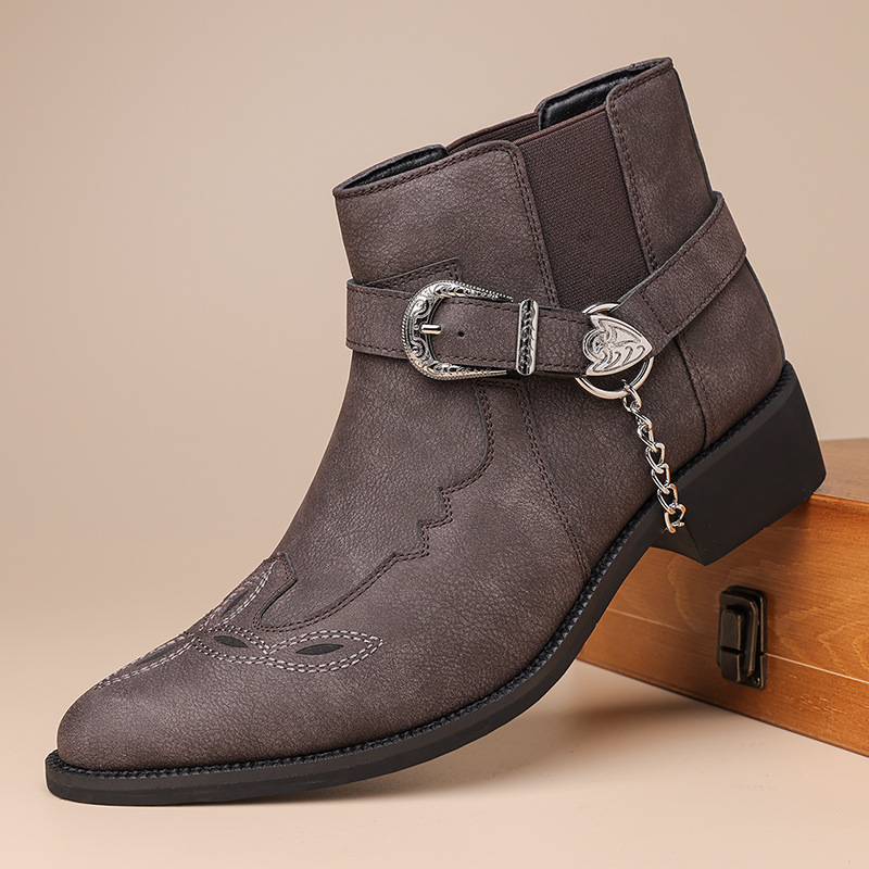 Men Fashion Vintage - Sepatu Bot Koboi Vintage Pria Retro