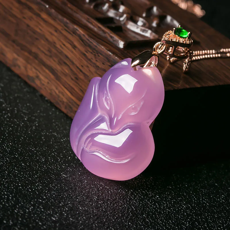 Alami Ungu Batu Akik Fox Liont - Men'S Fashion Necklaces ulasan dan harga