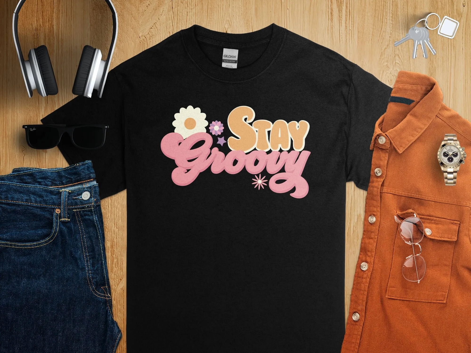 Kaos Gaya Retro Stay Groovy At - Men'S Fashion 70S ulasan dan harga