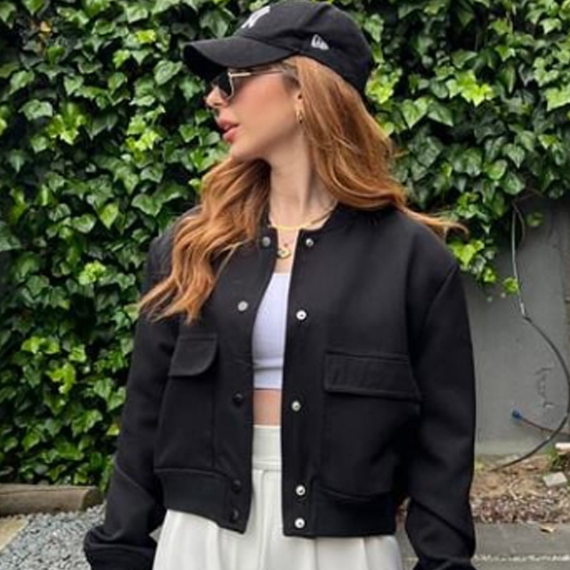 Jaket Bomber Wanita HXAO Crop  - Varsity Jacket Letterman ulasan dan harga