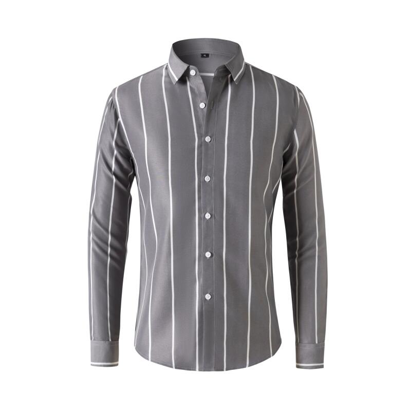 Kemeja Pria Bergaris Lengan Pa - Men'S Fashion Clothing ulasan dan harga