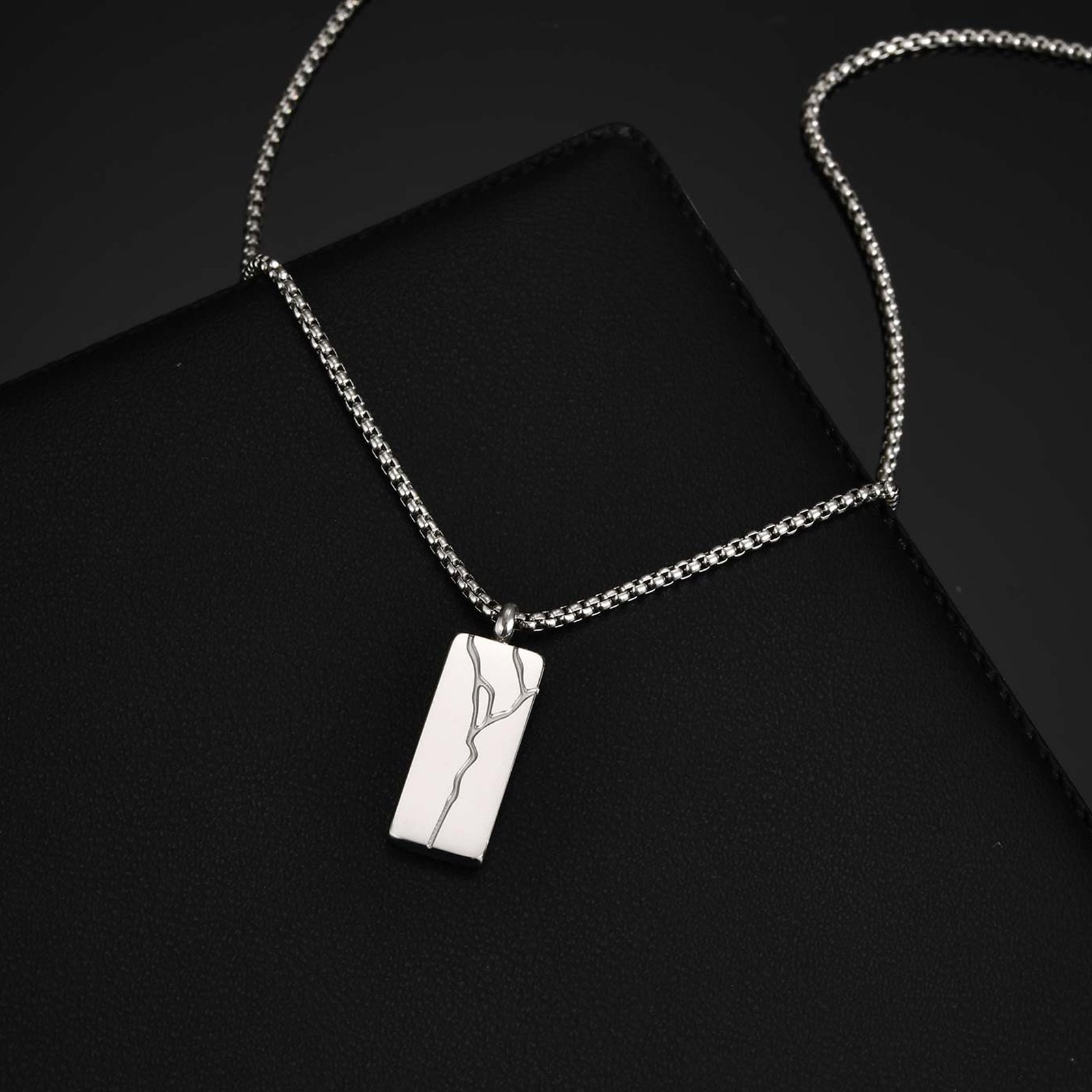 Kalung Liontin Persegi Retak B - Men'S Fashion Necklaces ulasan dan harga