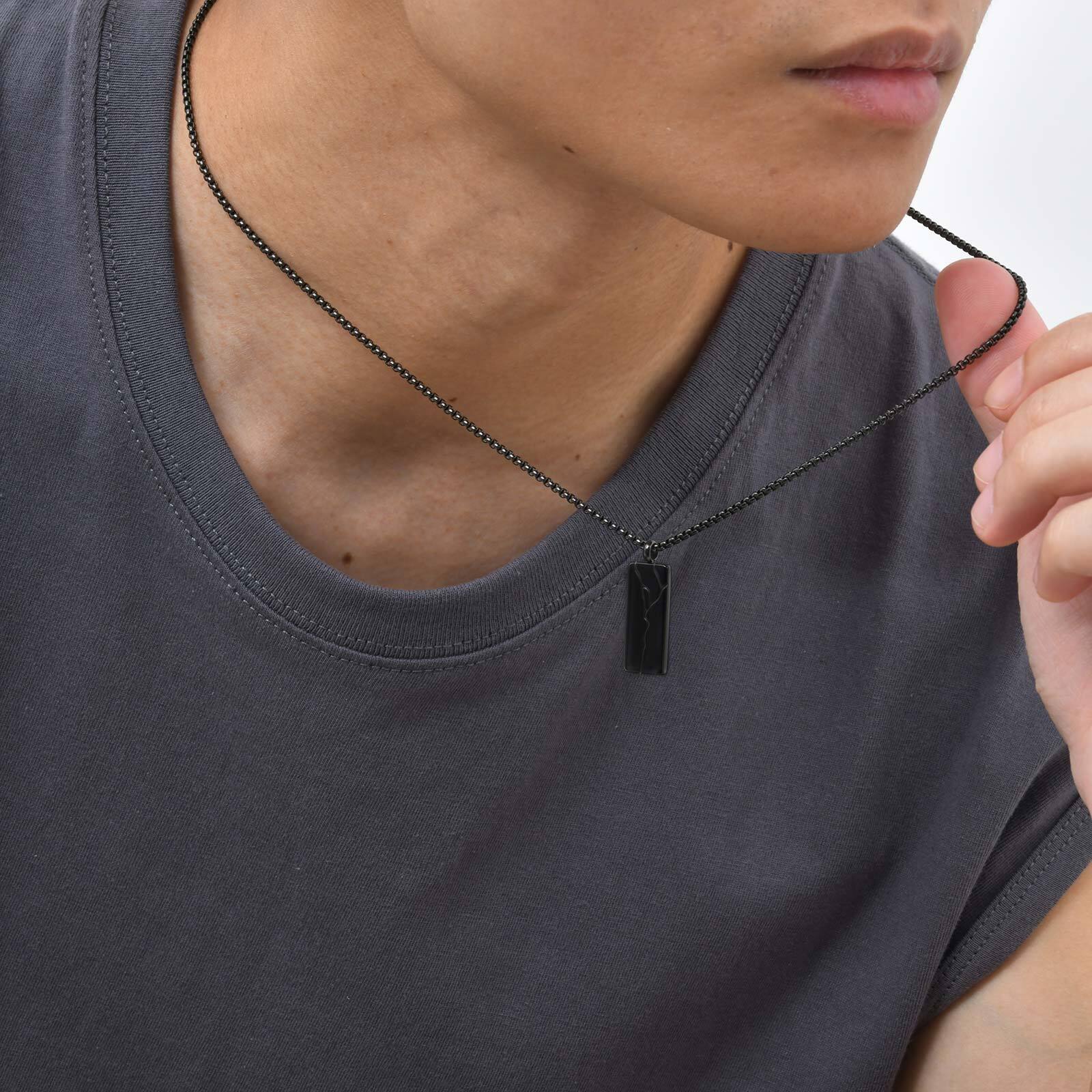 Kalung Liontin Persegi Retak B - Men'S Fashion Necklaces ulasan dan harga
