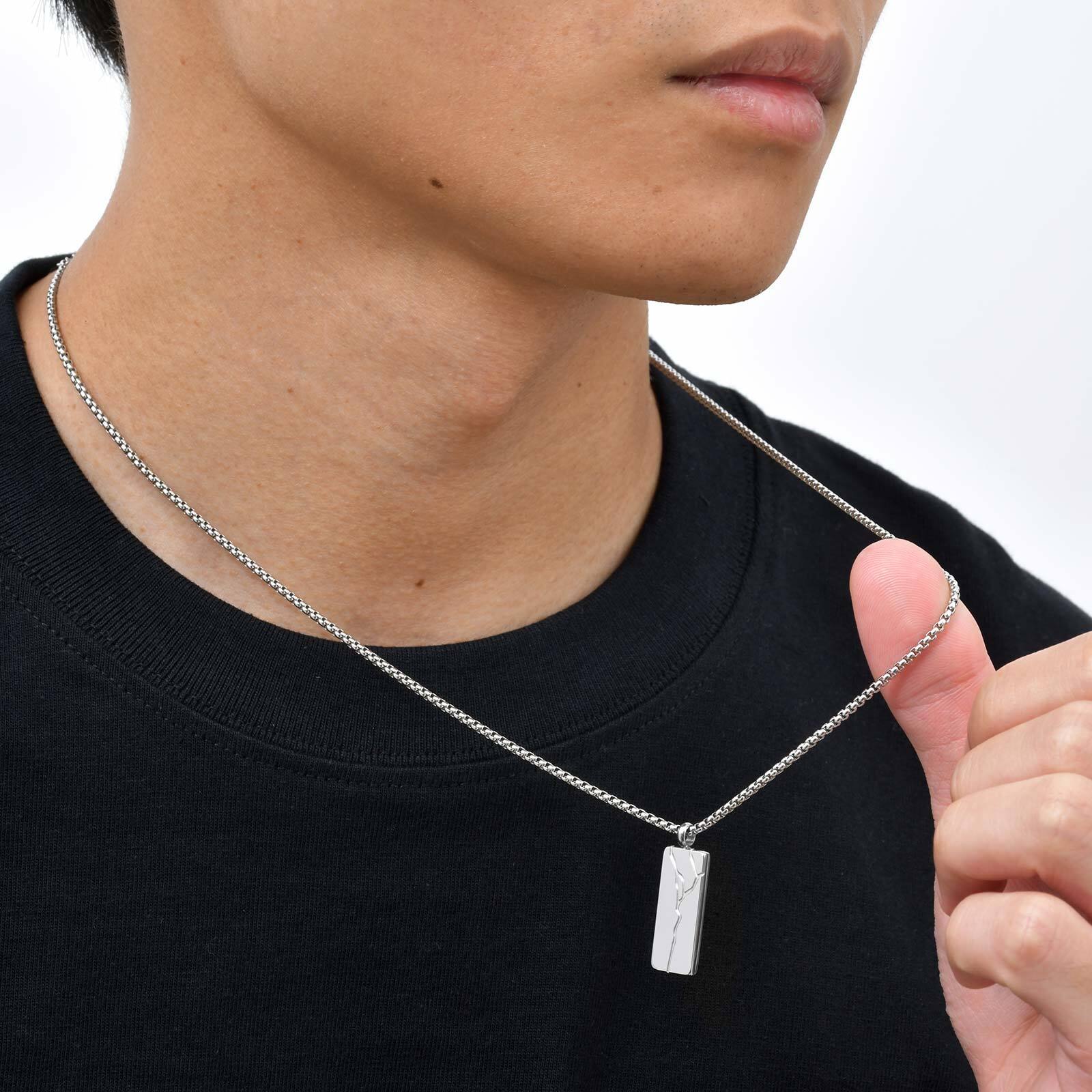 Kalung Liontin Persegi Retak B - Men'S Fashion Necklaces ulasan dan harga