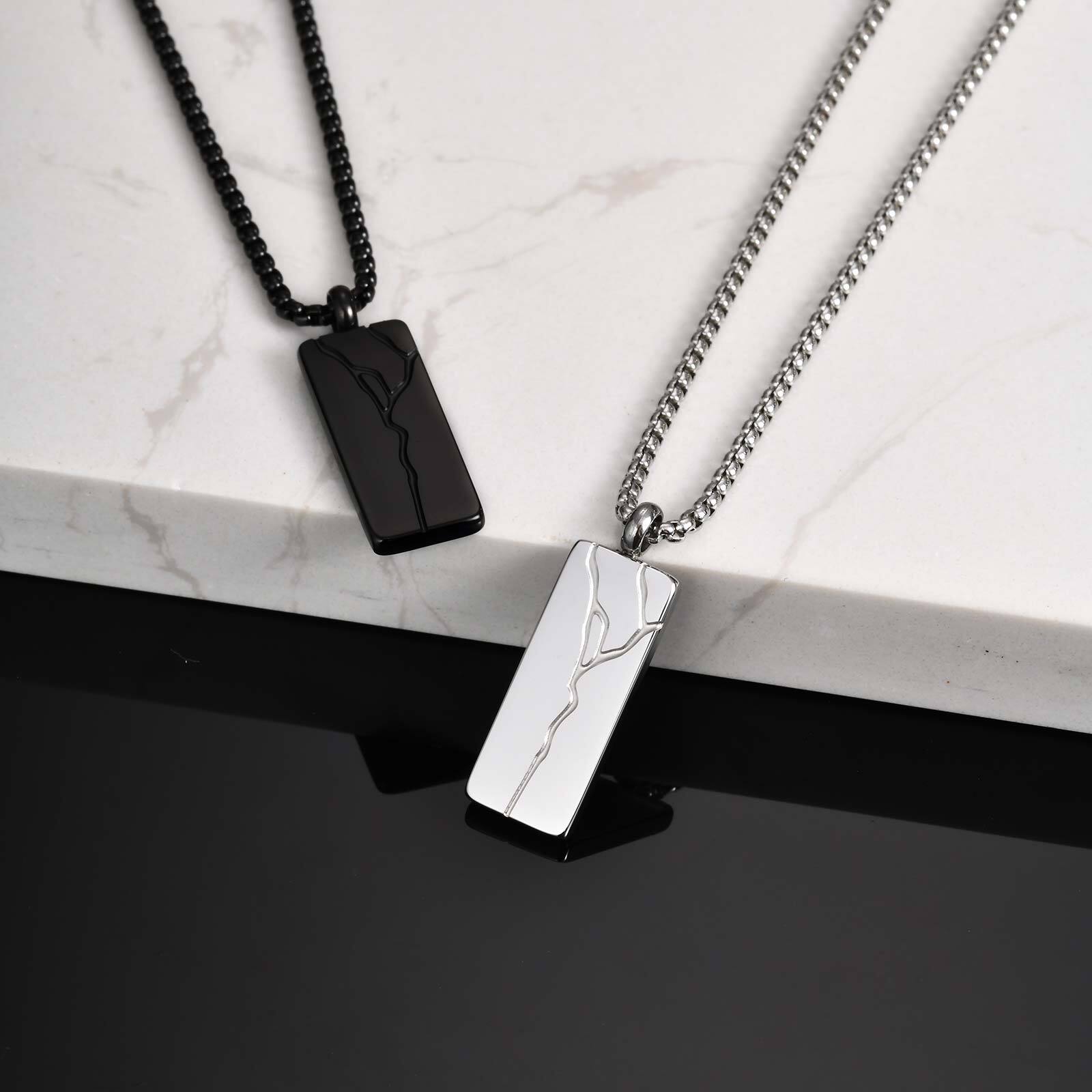 Kalung Liontin Persegi Retak B - Men'S Fashion Necklaces ulasan dan harga