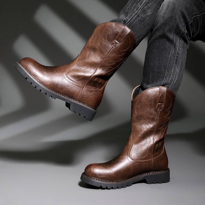 Sepatu Bot Koboi Pria Fashion  - Men Fashion Vintage ulasan dan harga