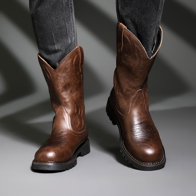 Sepatu Bot Koboi Pria Fashion  - Men Fashion Vintage ulasan dan harga