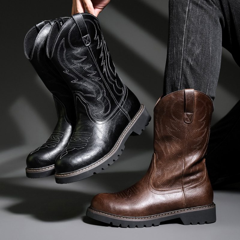 Sepatu Bot Koboi Pria Fashion  - Men Fashion Vintage ulasan dan harga
