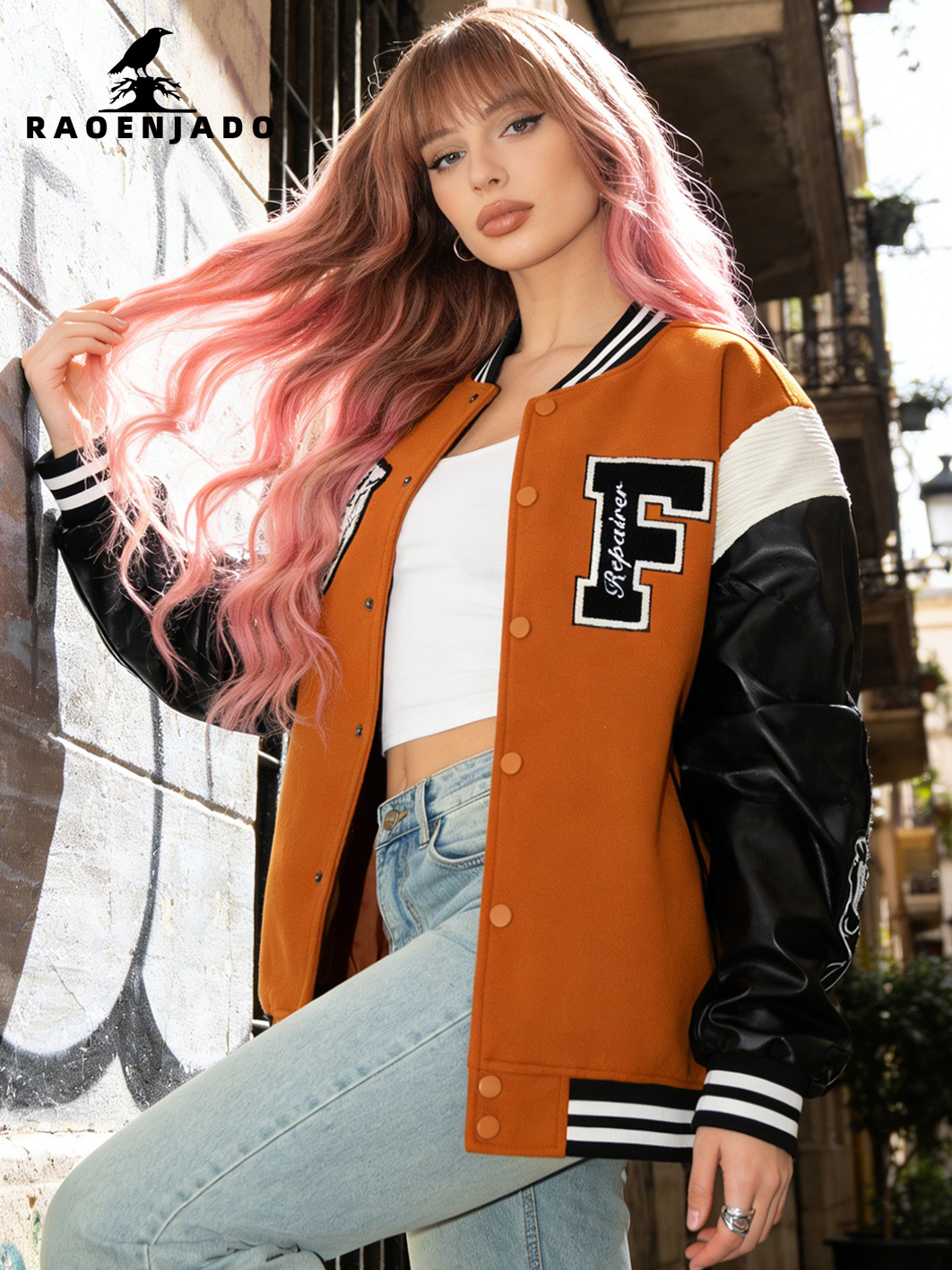 Jaket Varsity Kasual Wanita, M - Varsity Jacket Letterman ulasan dan harga