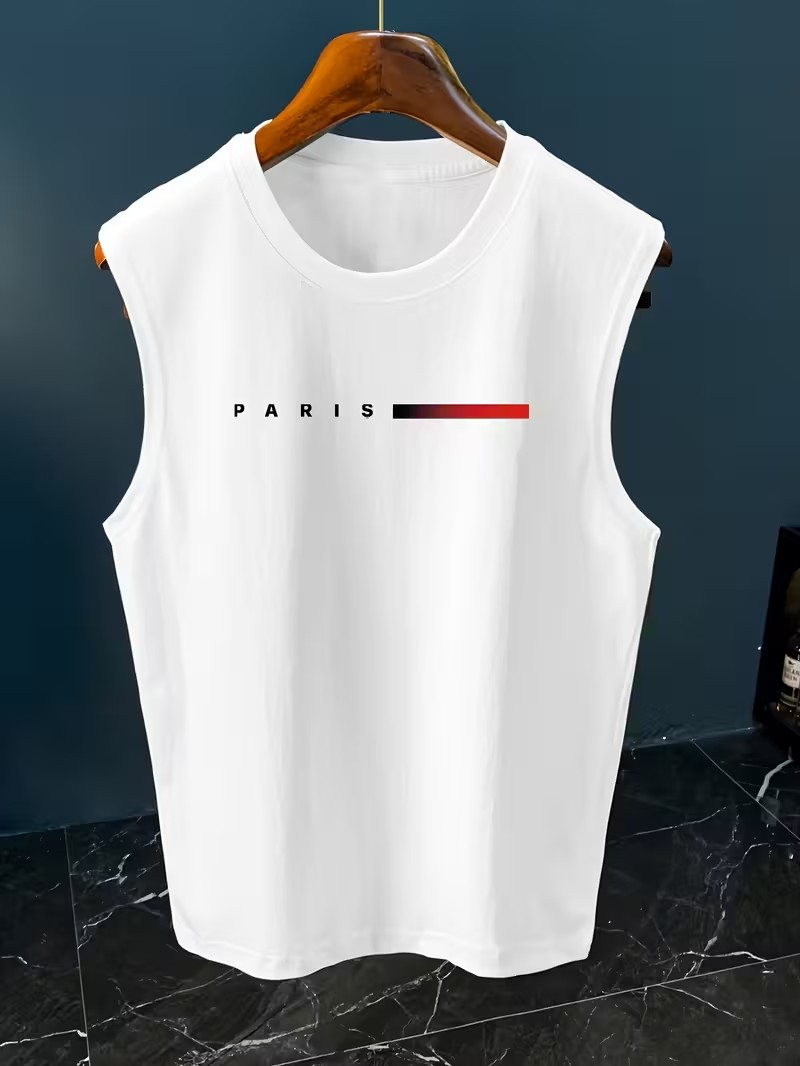 Tank Top Tanpa Lengan Motif Hu - Paris Fashion Men ulasan dan harga