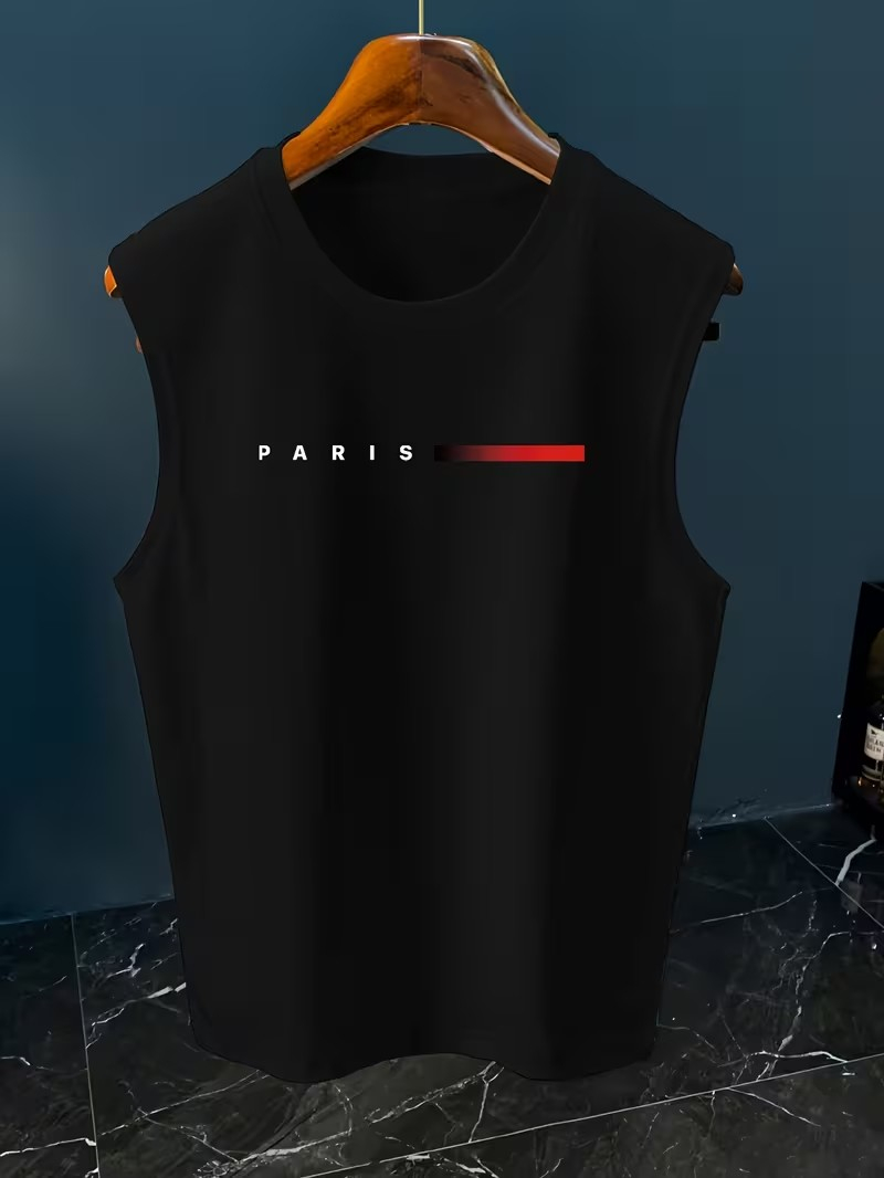 Tank Top Tanpa Lengan Motif Hu - Paris Fashion Men ulasan dan harga