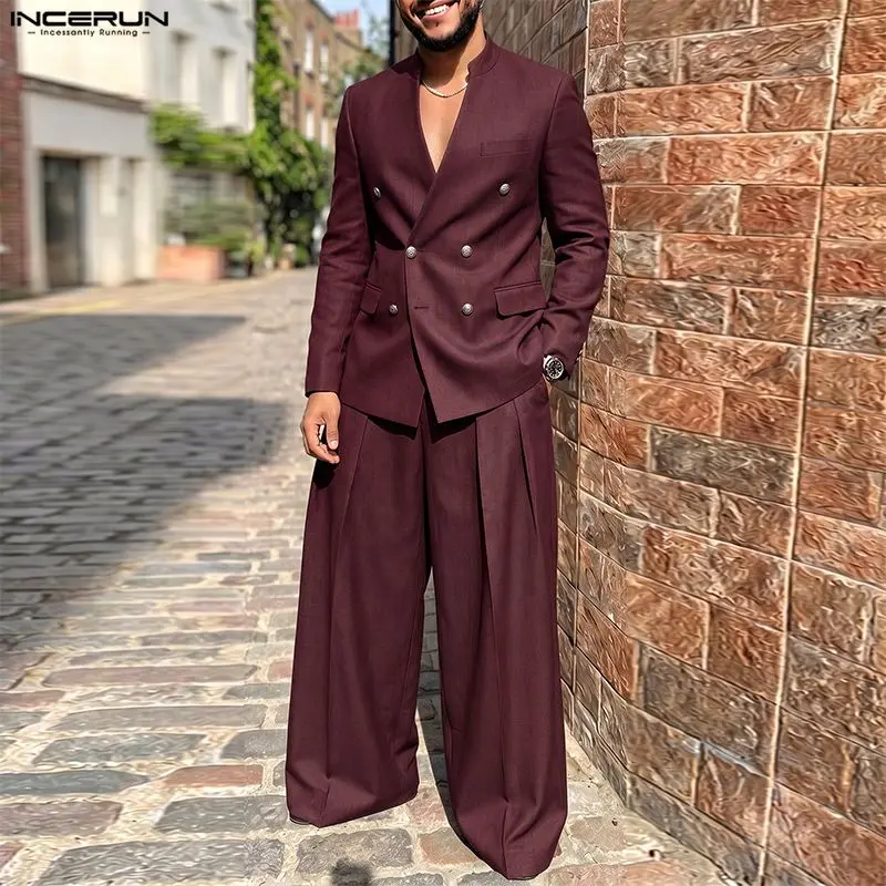 INCERUN Setelan Pria Warna Sol - Men Fashion Elegant ulasan dan harga