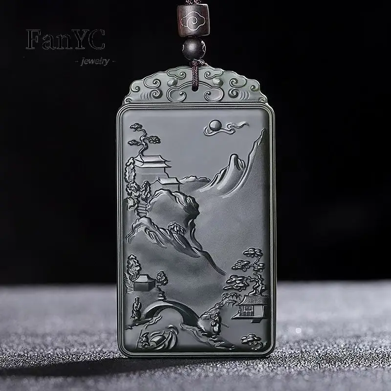 Liontin merek lanskap Hetian J - Men'S Fashion Necklaces ulasan dan harga