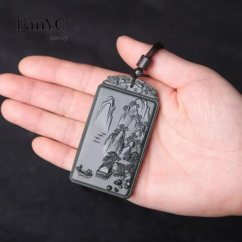 Liontin merek lanskap Hetian J - Men'S Fashion Necklaces ulasan dan harga