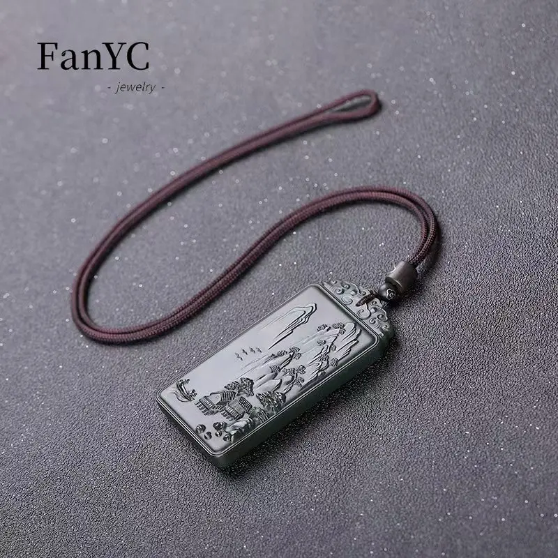 Liontin merek lanskap Hetian J - Men'S Fashion Necklaces ulasan dan harga