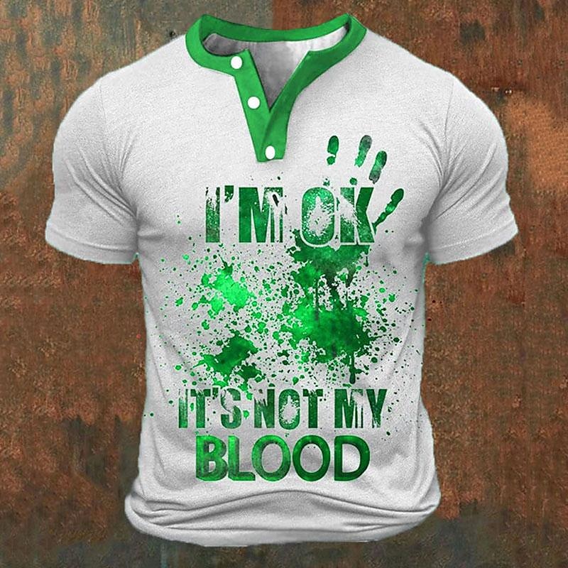 Kaos Henley Pria Cetak Huruf 3 - Men'S Fashion Clothing ulasan dan harga