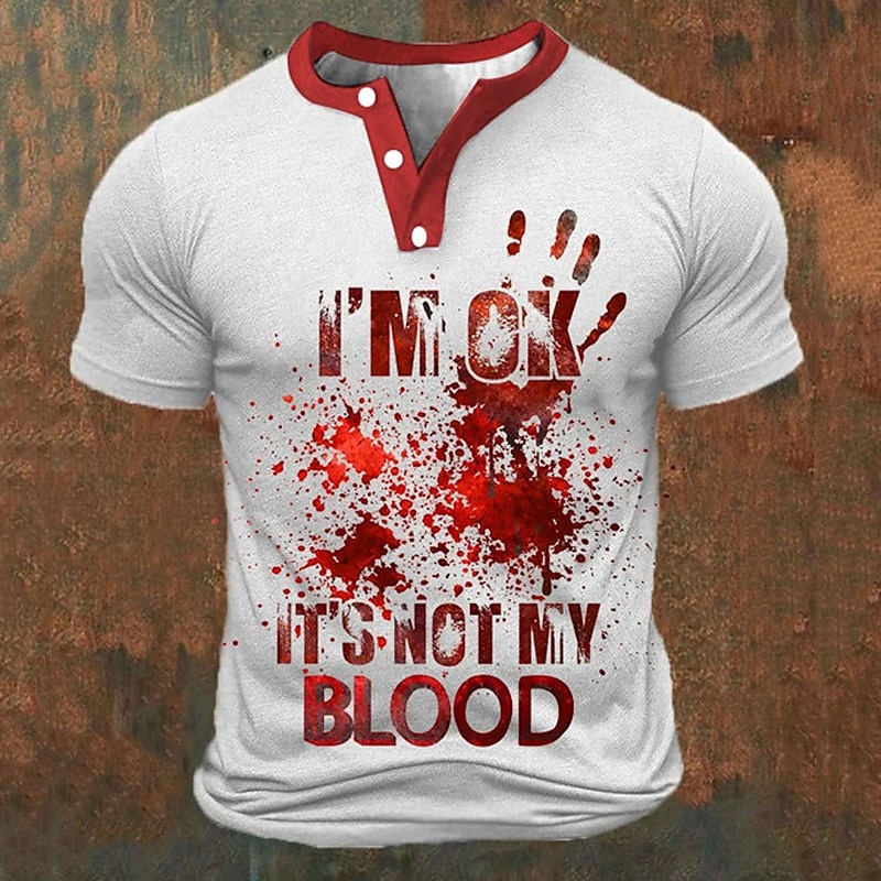 Kaos Henley Pria Cetak Huruf 3 - Men'S Fashion Clothing ulasan dan harga
