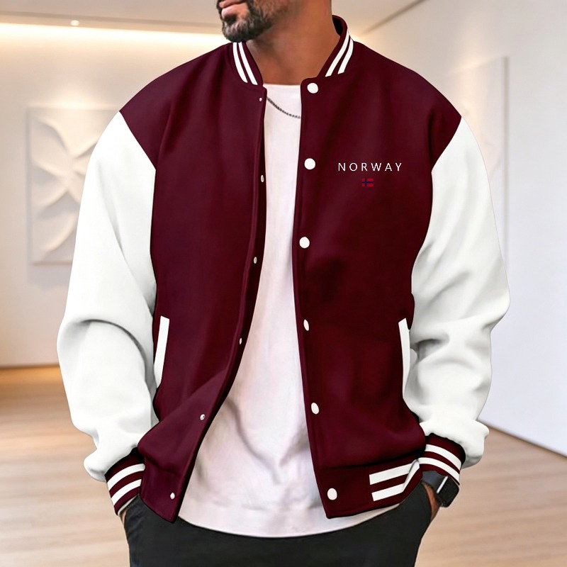 Jaket Varsity Pria Warna Merah - Varsity Jacket Letterman ulasan dan harga