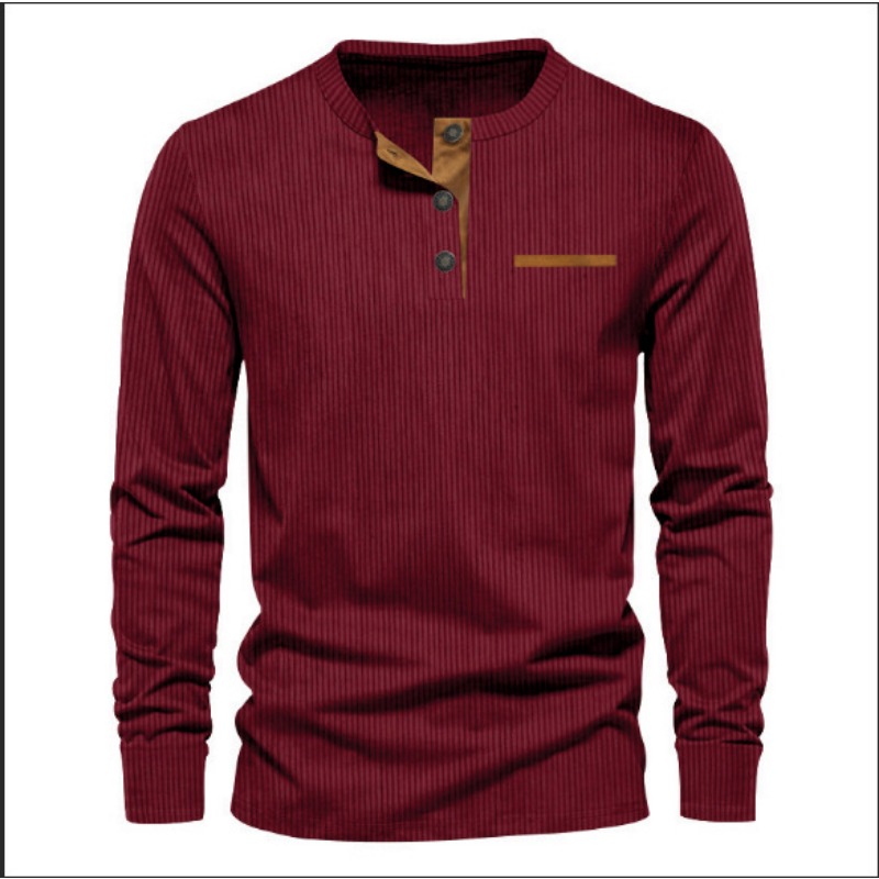 Kaos Henley Lengan Panjang Pri - Mens Fashion Wear ulasan dan harga