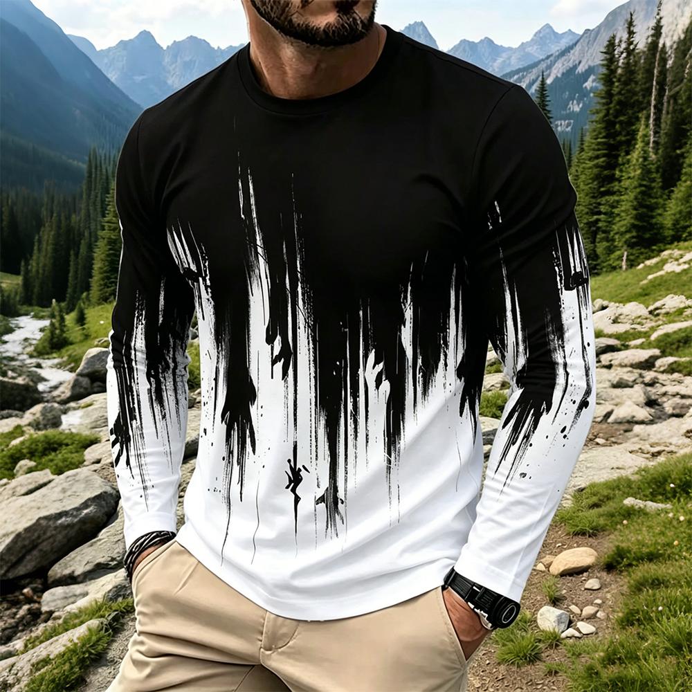 Kaos Lengan Panjang Pria Motif - Men Fashion Vintage ulasan dan harga