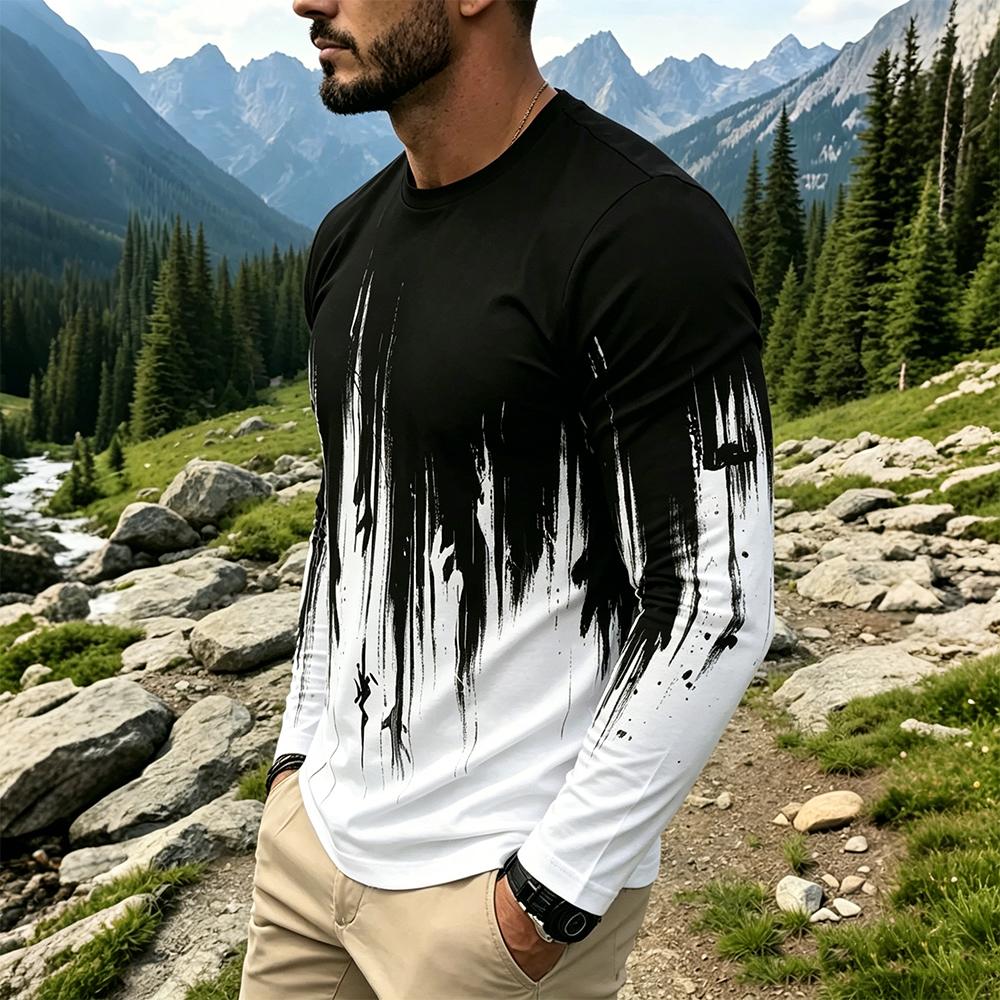Kaos Lengan Panjang Pria Motif - Men Fashion Vintage ulasan dan harga